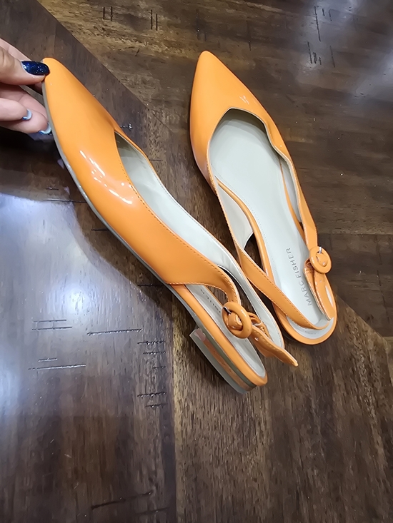 Marc Fisher Shoes - Marc Fisher Orange Patent Pointed Slingback Flats